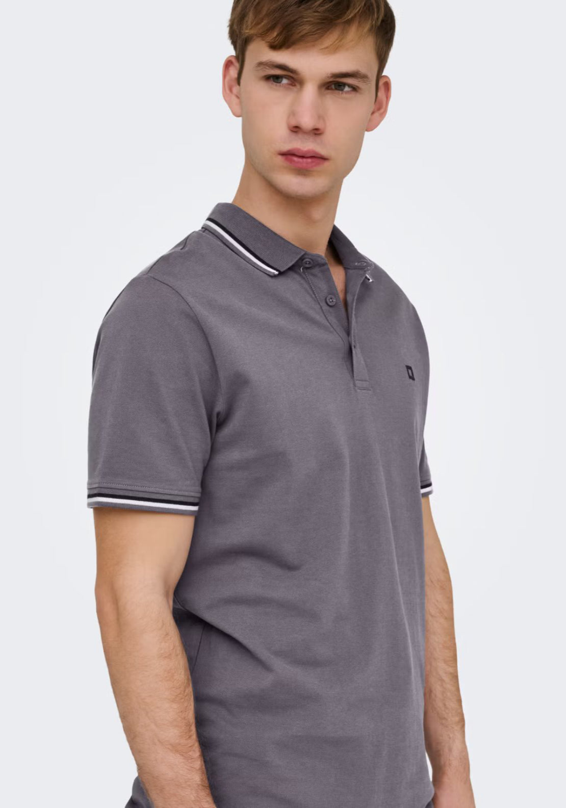 Only &amp; Sons Fletcher Cotton Polo - Rabbit 3 Shaws Department Stores