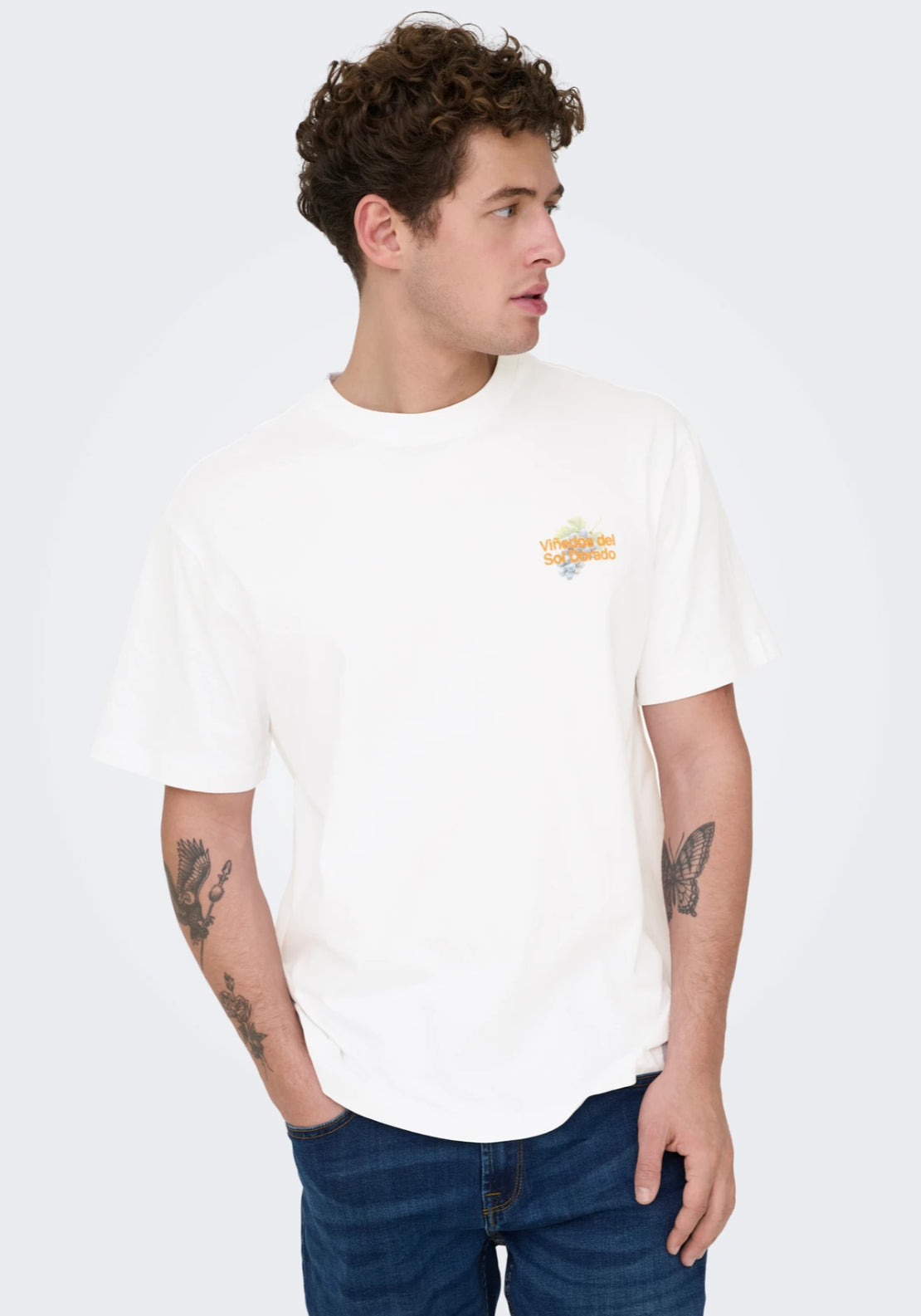 Only &amp; Sons Fred T-Shirt - White 1 Shaws Department Stores