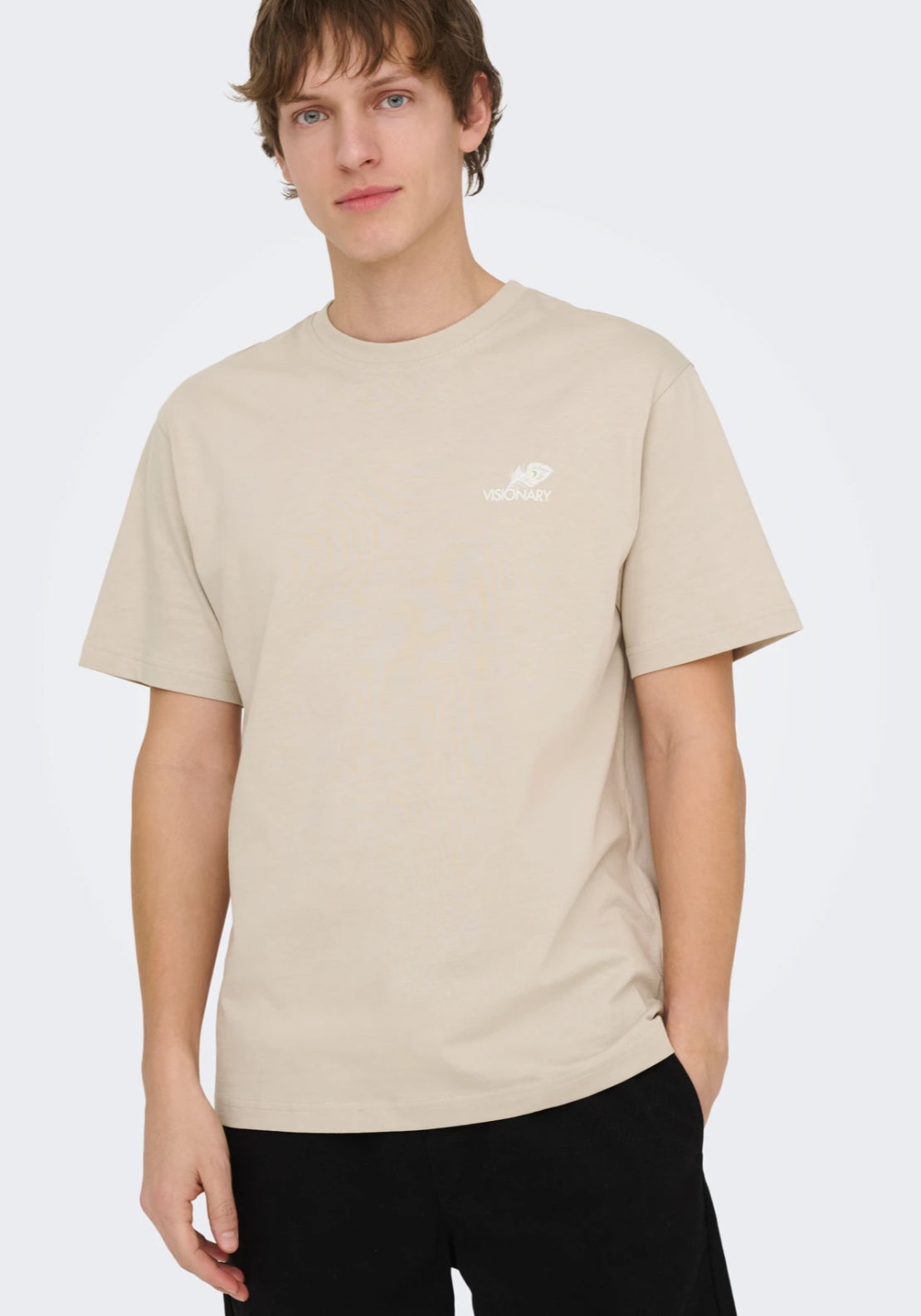 Only &amp; Sons Fred T-Shirt - Silver Lining 1 Shaws Department Stores