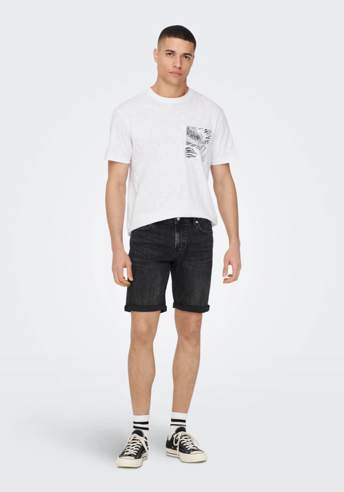 Only &amp; Sons Mid Waist Regular Fit Shorts - Black 4 Shaws Department Stores