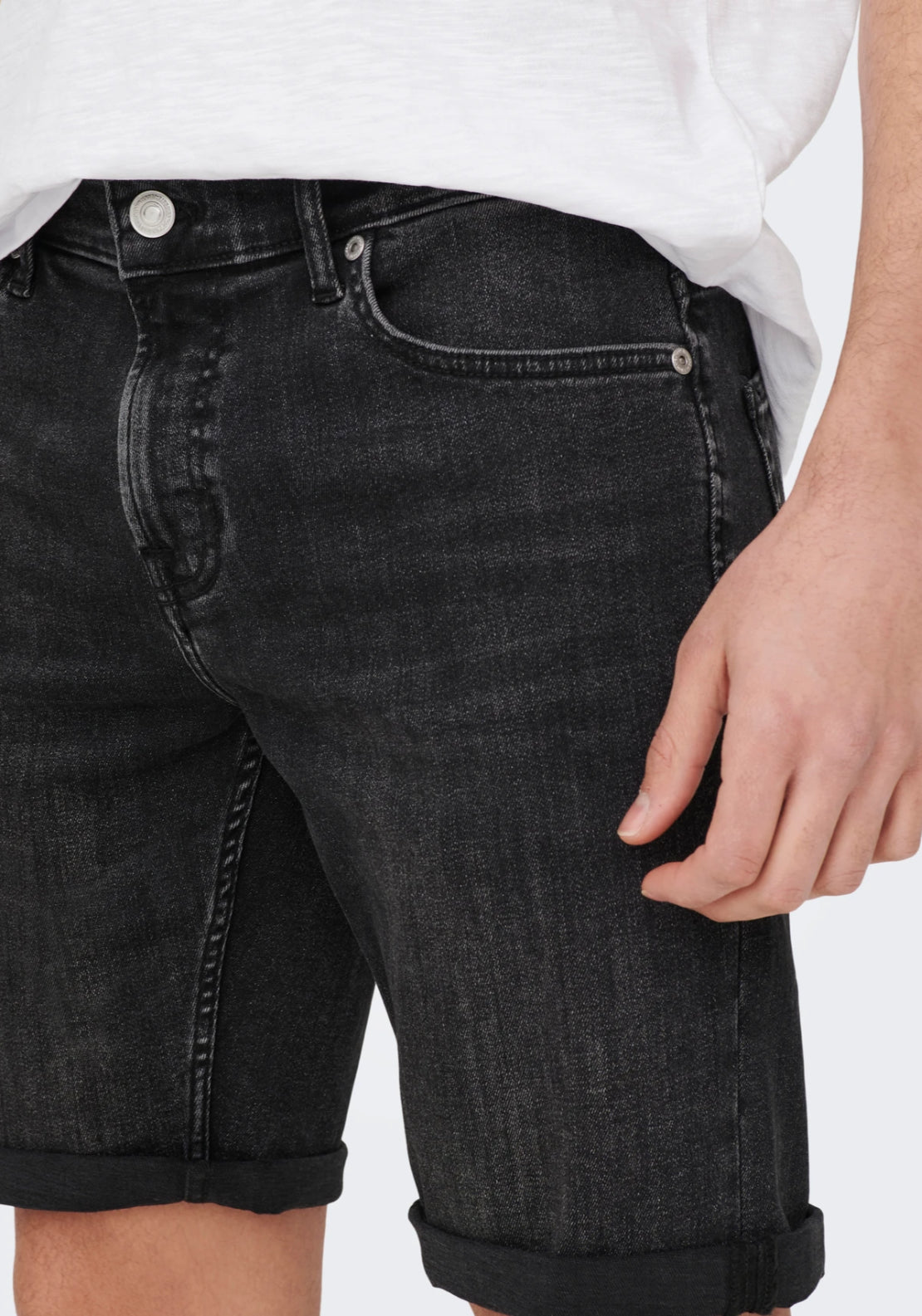 Only &amp; Sons Mid Waist Regular Fit Shorts - Black 3 Shaws Department Stores