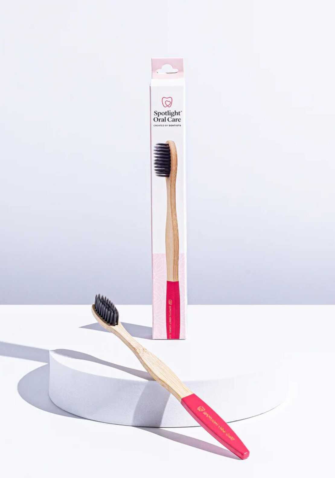Spotlight Oral Care Bamboo Toothbrush-Pink 1 Shaws Department Stores