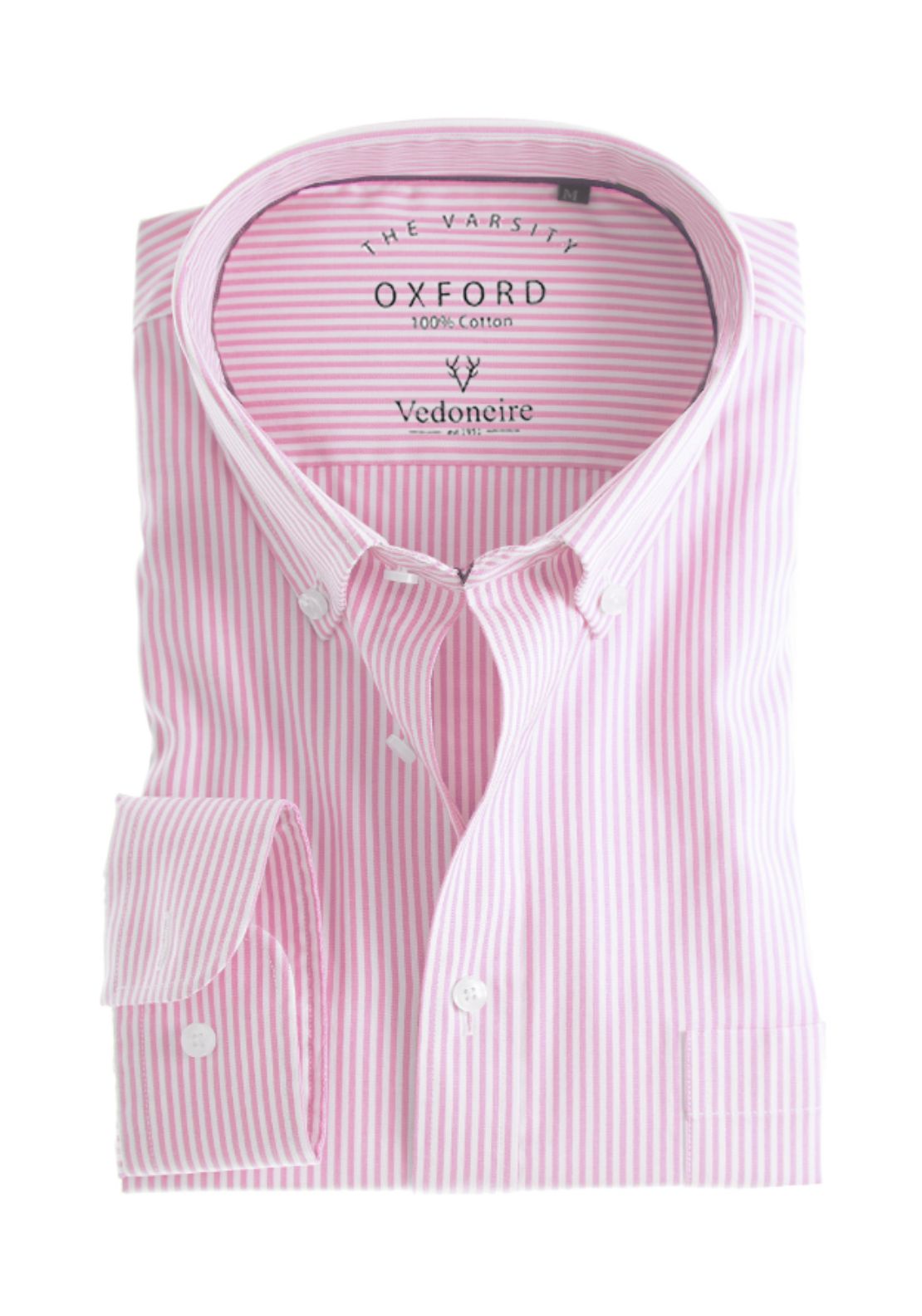 Vedoneire 100% Cotton Long Sleeve Oxford Shirt - Pink 5 Shaws Department Stores