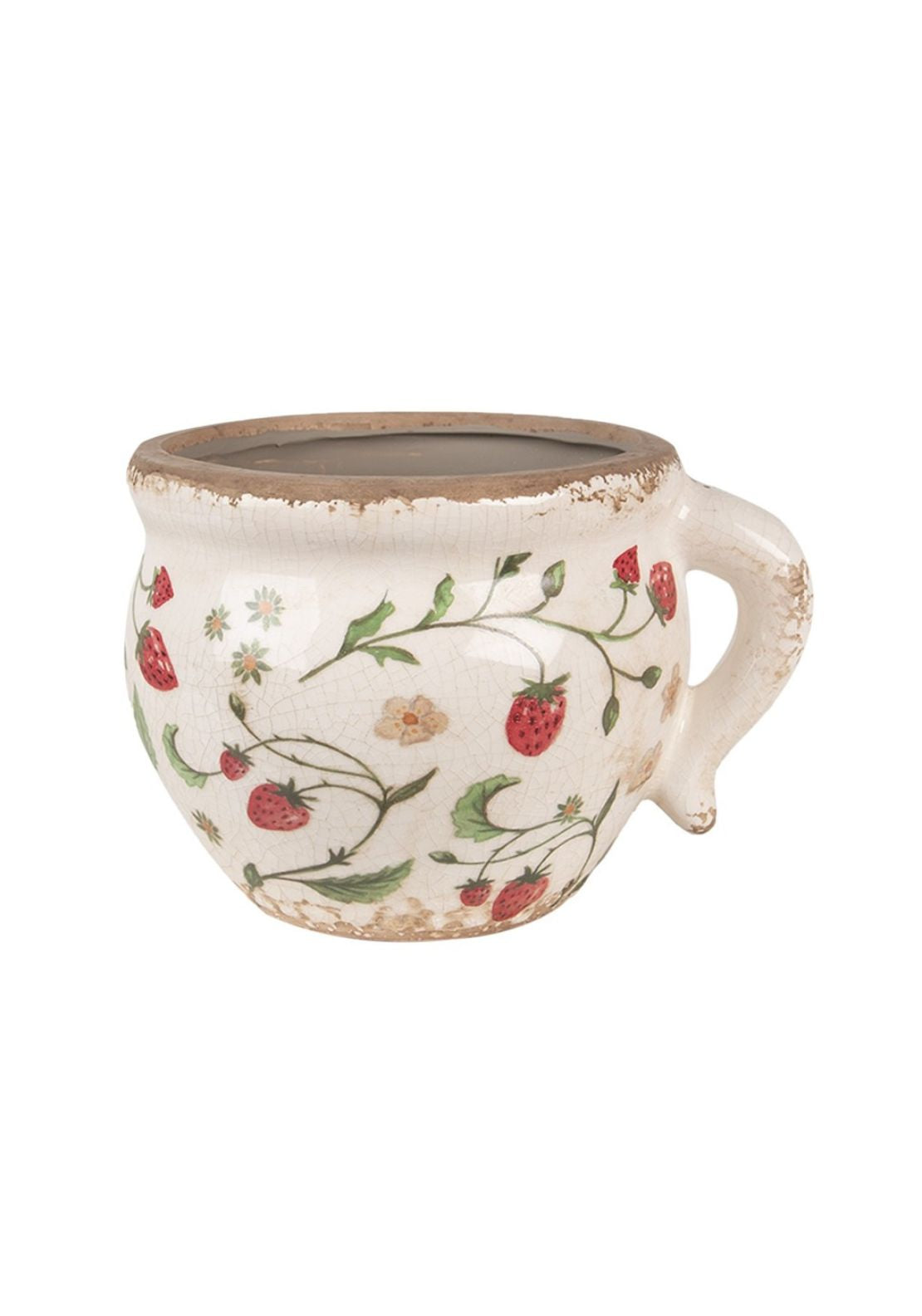 Ceramic Strawberries Indoor Planter With Handle - Multi