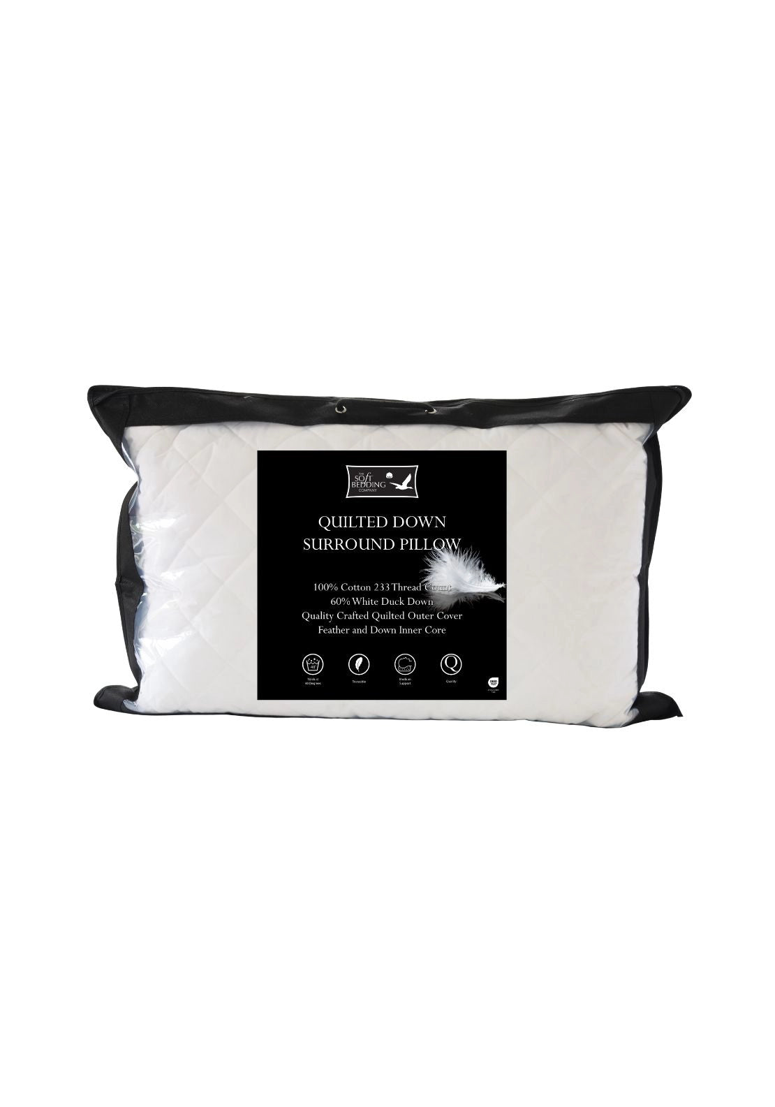 Quilted Duck Down Surround Pillow - White