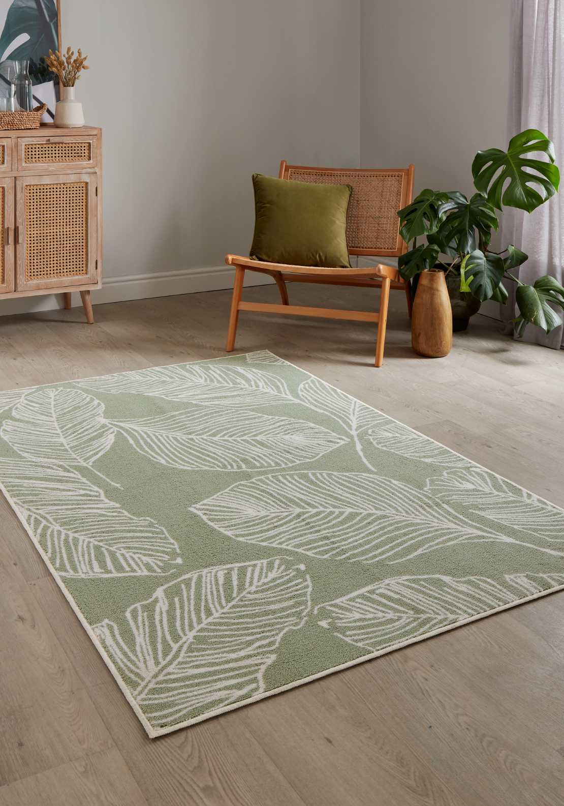 The Home Collection Leaf Washable Rug - Green 1 Shaws Department Stores