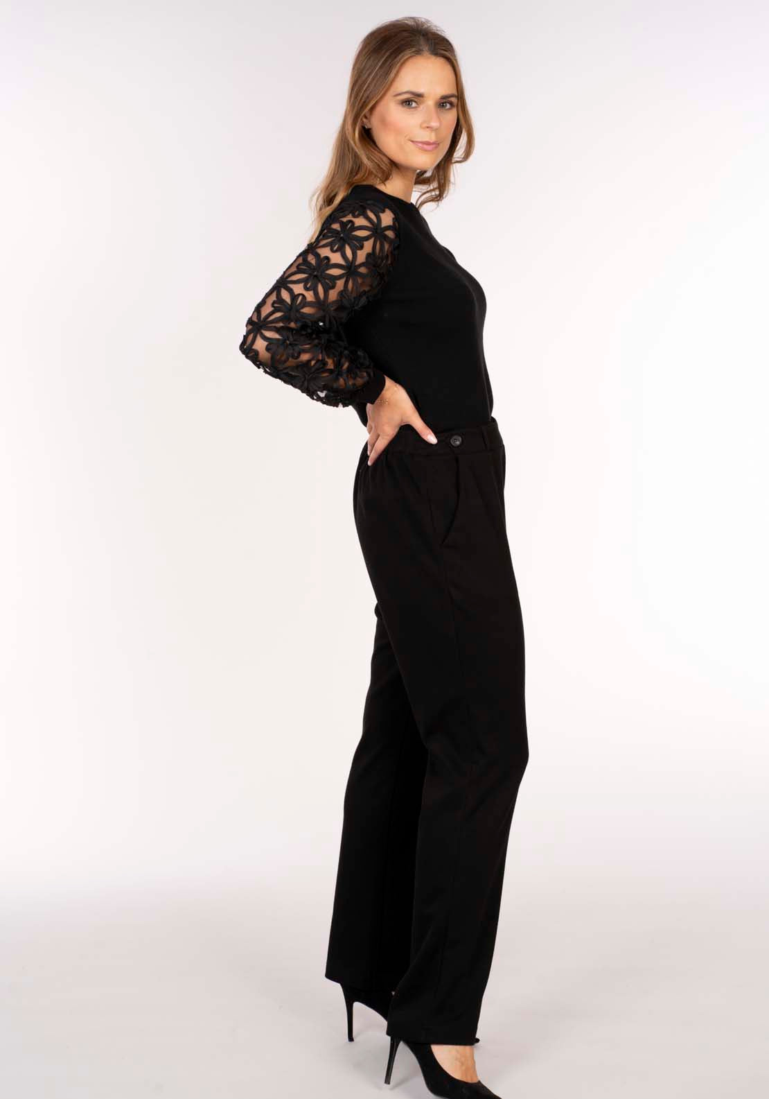 Naoise Lace Sleeve Sweater - Black 2 Shaws Department Stores