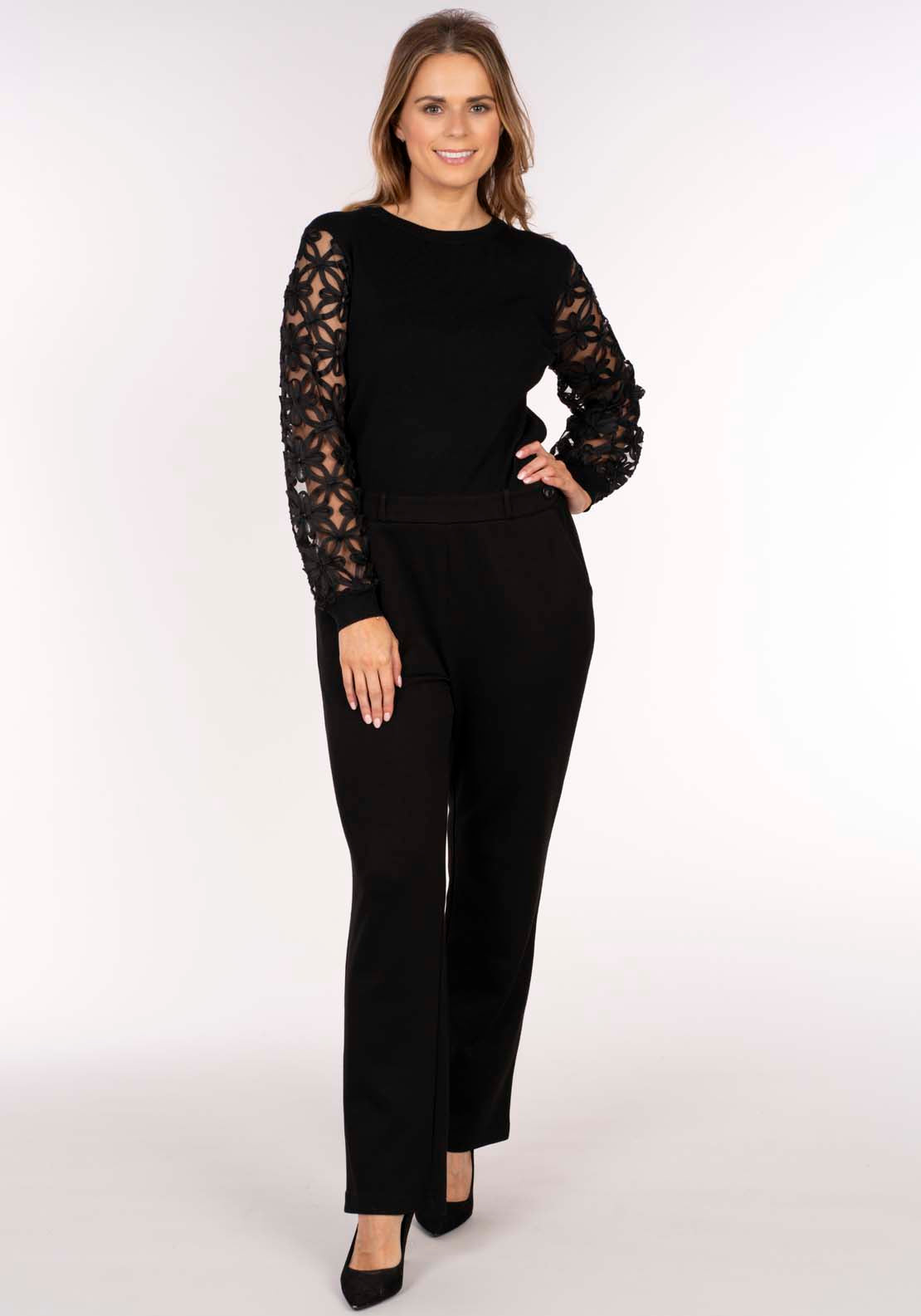 Naoise Lace Sleeve Sweater - Black 3 Shaws Department Stores