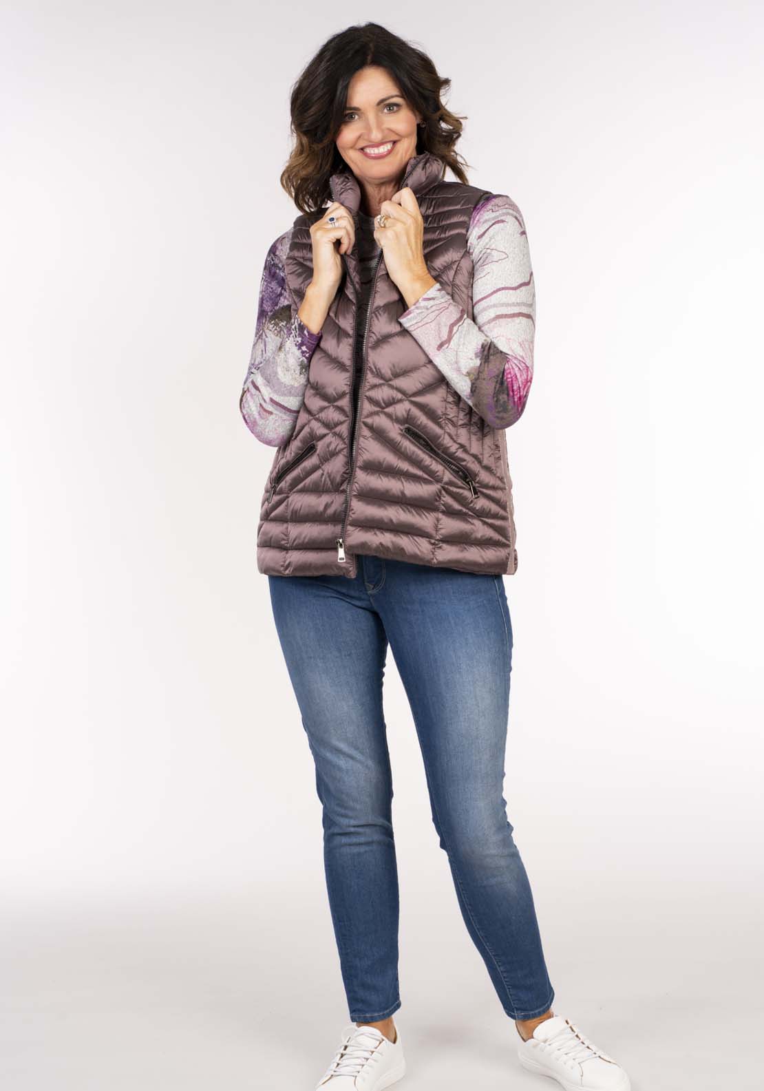 Tea Lane Padded Gilet - Plum 1 Shaws Department Stores