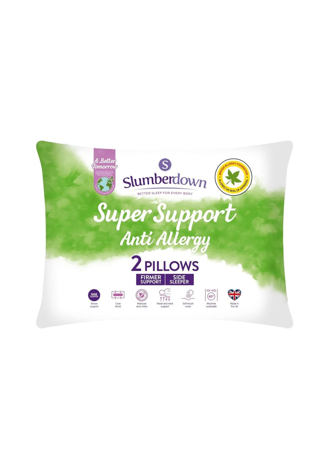 Slumberdown Anti Allergy Pillow Pair - White 1 Shaws Department Stores