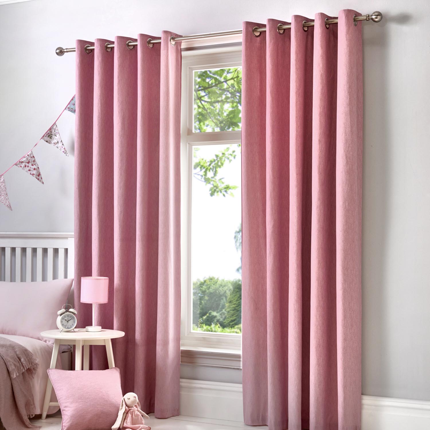 The Home Luxury Collection Bonne Lined Eyelet Curtains - Blush 1 Shaws Department Stores