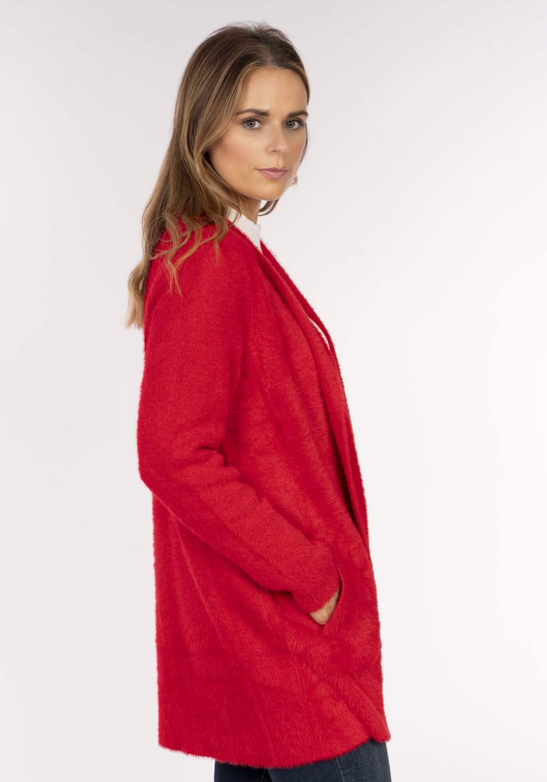 Naoise Sparkle Feather Cardi - Red Sparkle 3 Shaws Department Stores