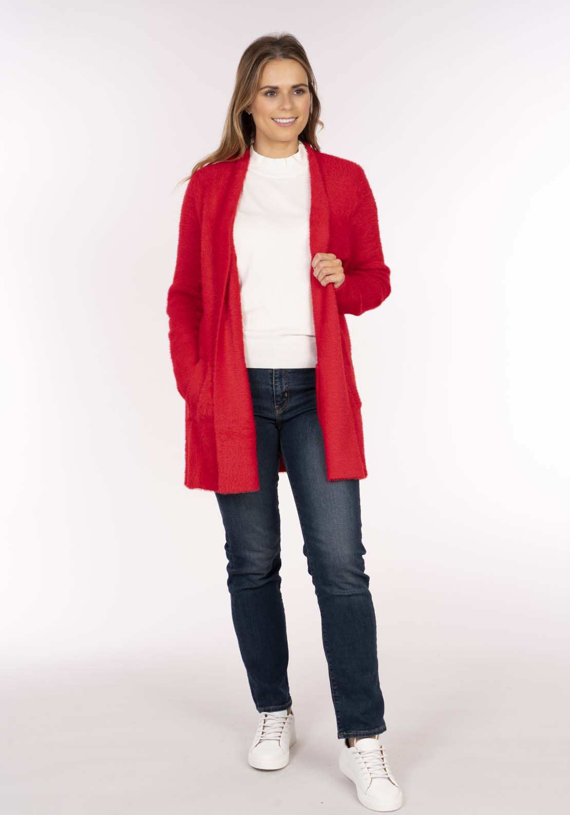 Naoise Sparkle Feather Cardi - Red Sparkle 5 Shaws Department Stores