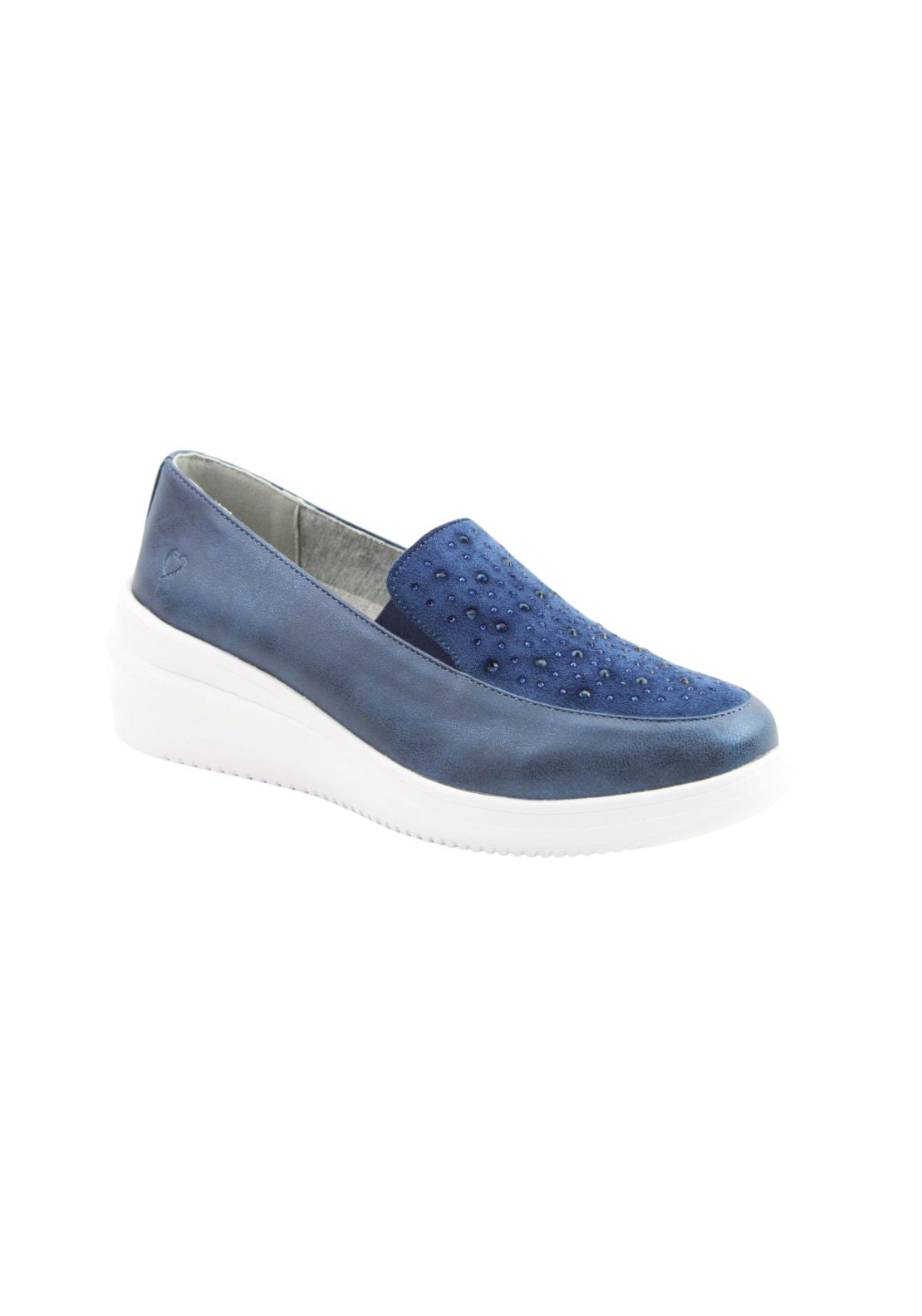 Heavenly Feet Charly Loafer Shoe - Navy 1 Shaws Department Stores