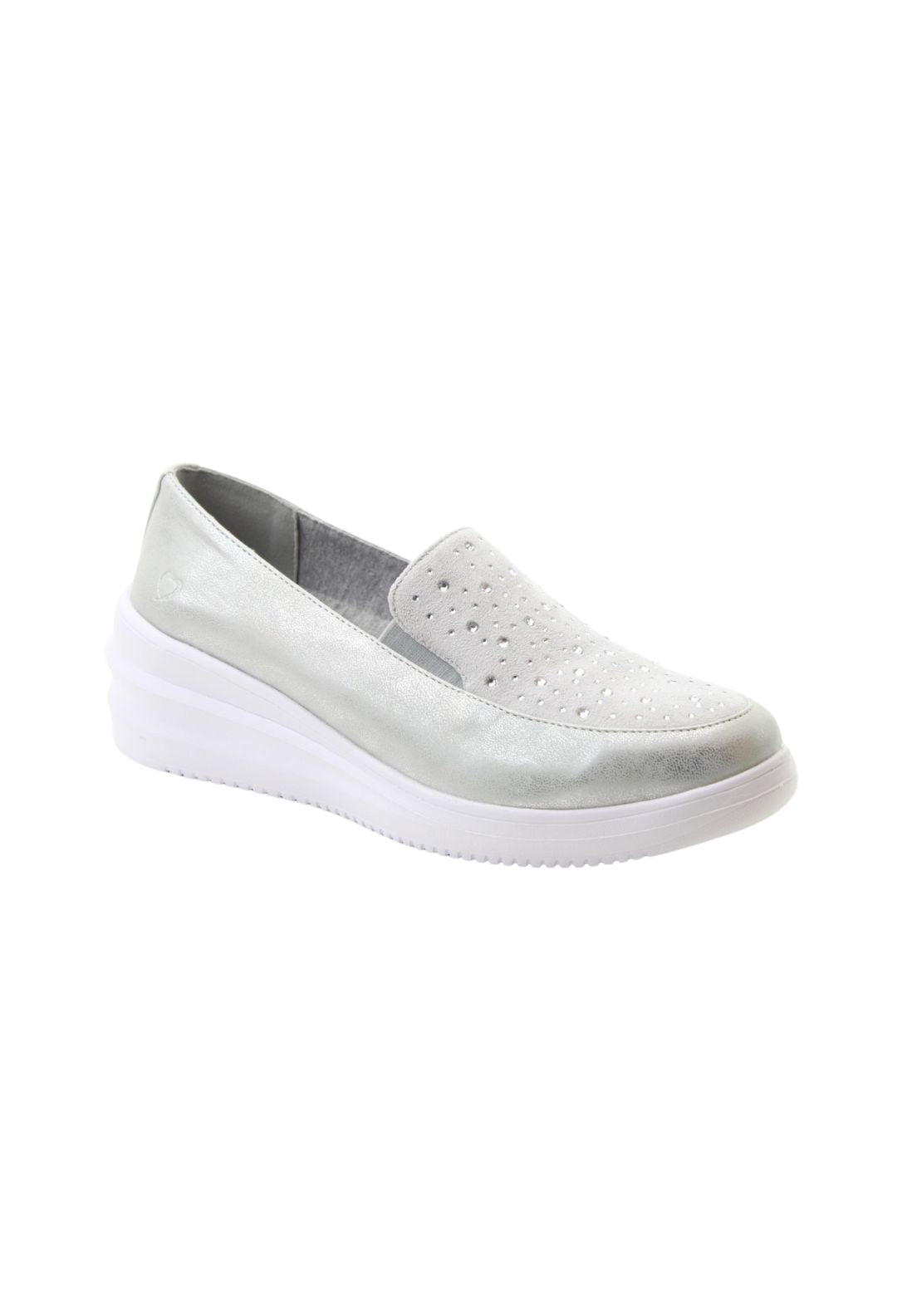 Heavenly Feet Charly Loafer Shoe - Silver 1 Shaws Department Stores