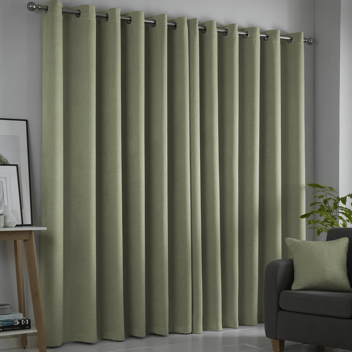 The Home Collection Luna Luna Eyelet Curtain - Green 3 Shaws Department Stores