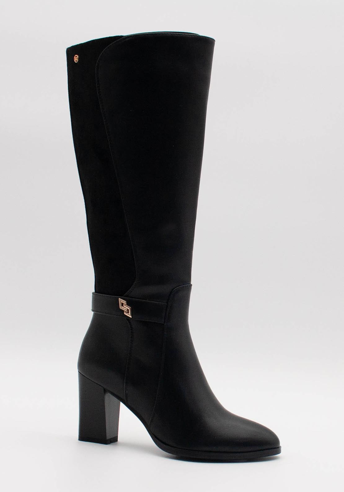 Zanni &amp; Co Knee High Heeled Boot Suede - Ink 1 Shaws Department Stores