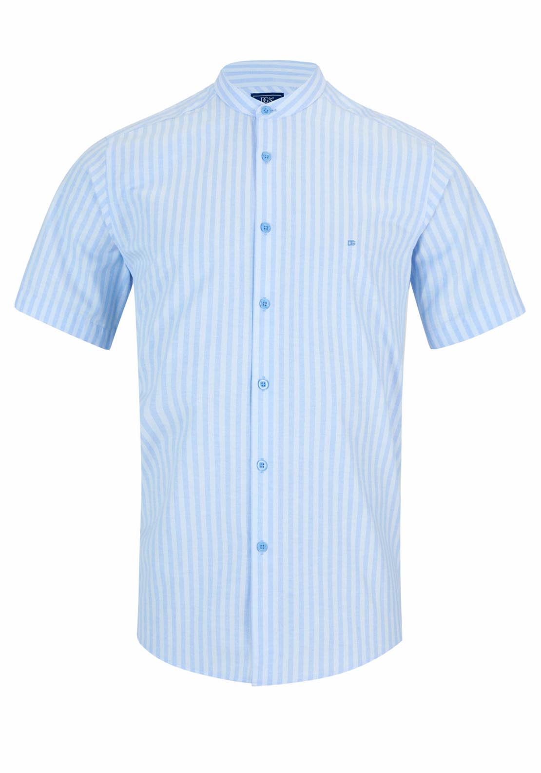 Drifter Short Sleeve Grandad Shirt - Lt Blue 22 1 Shaws Department Stores