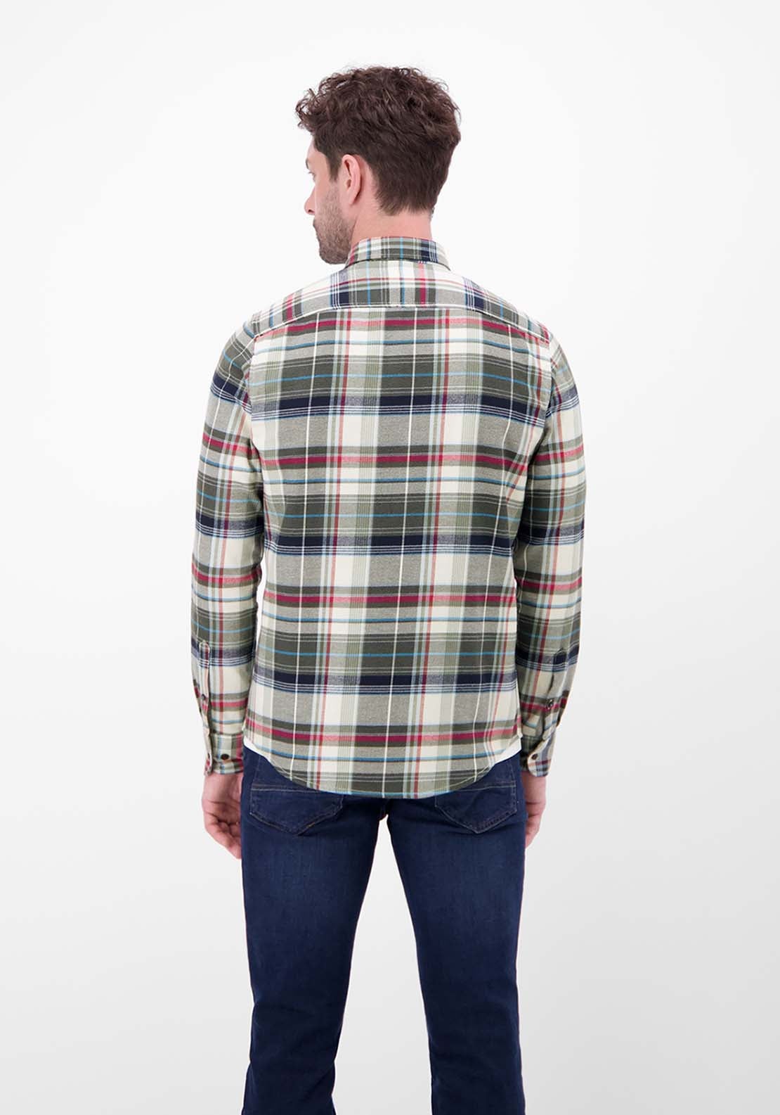 Lerros Long Sleeve Flannel Check Shirt - Maple Red 2 Shaws Department Stores