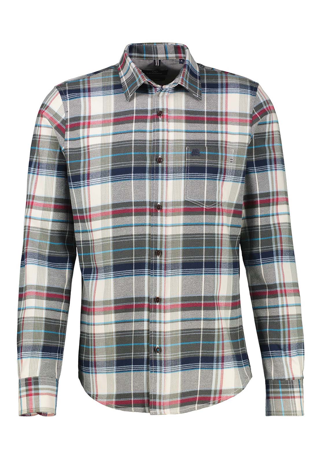 Lerros Long Sleeve Flannel Check Shirt - Maple Red 3 Shaws Department Stores