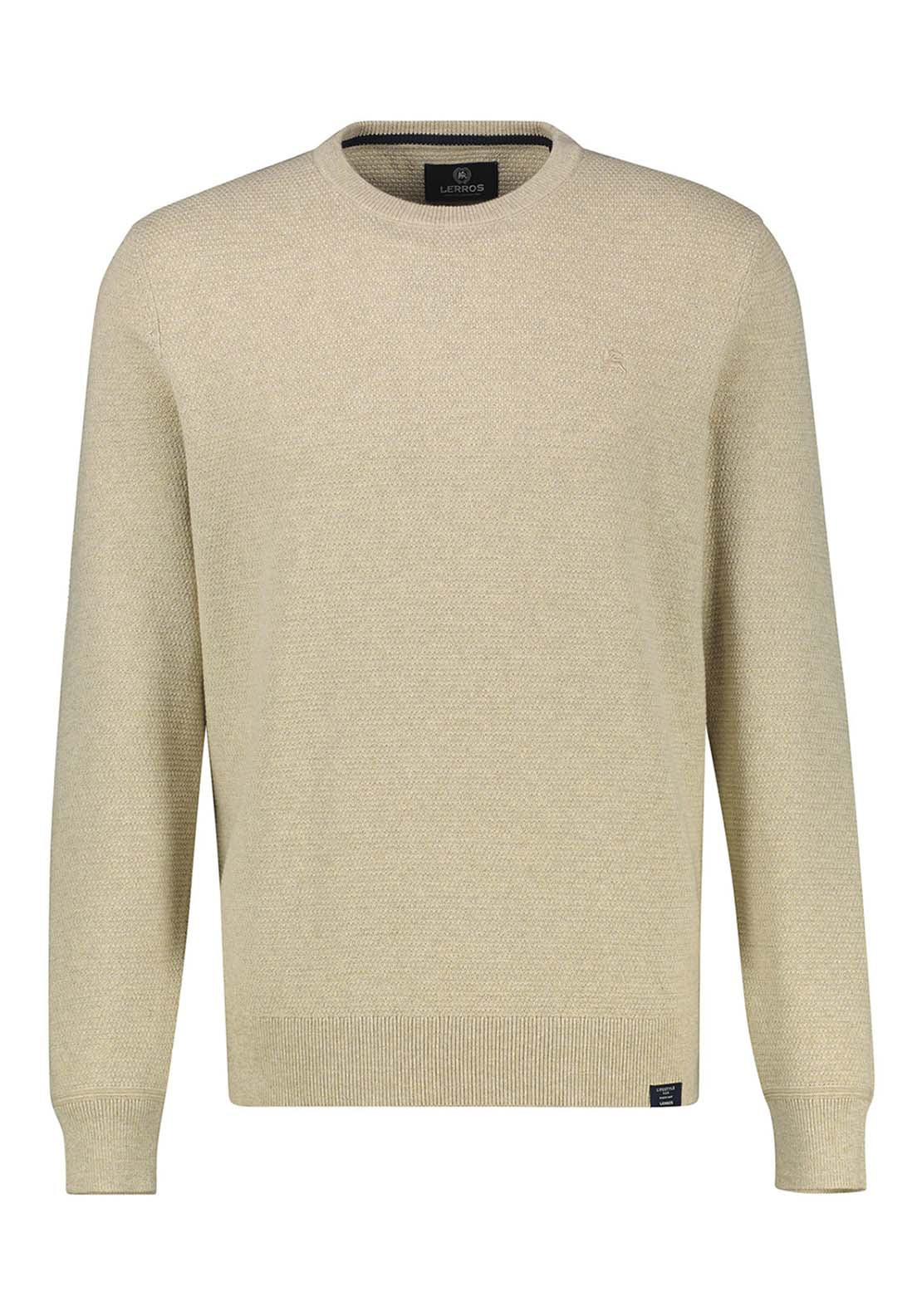 Lerros Crew Neck Knit Sweater - Tender Beige Melange 3 Shaws Department Stores