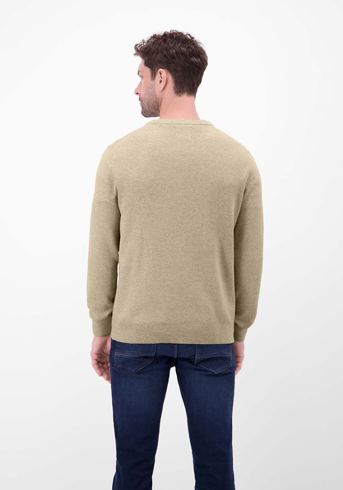 Lerros Crew Neck Knit Sweater - Tender Beige Melange 2 Shaws Department Stores
