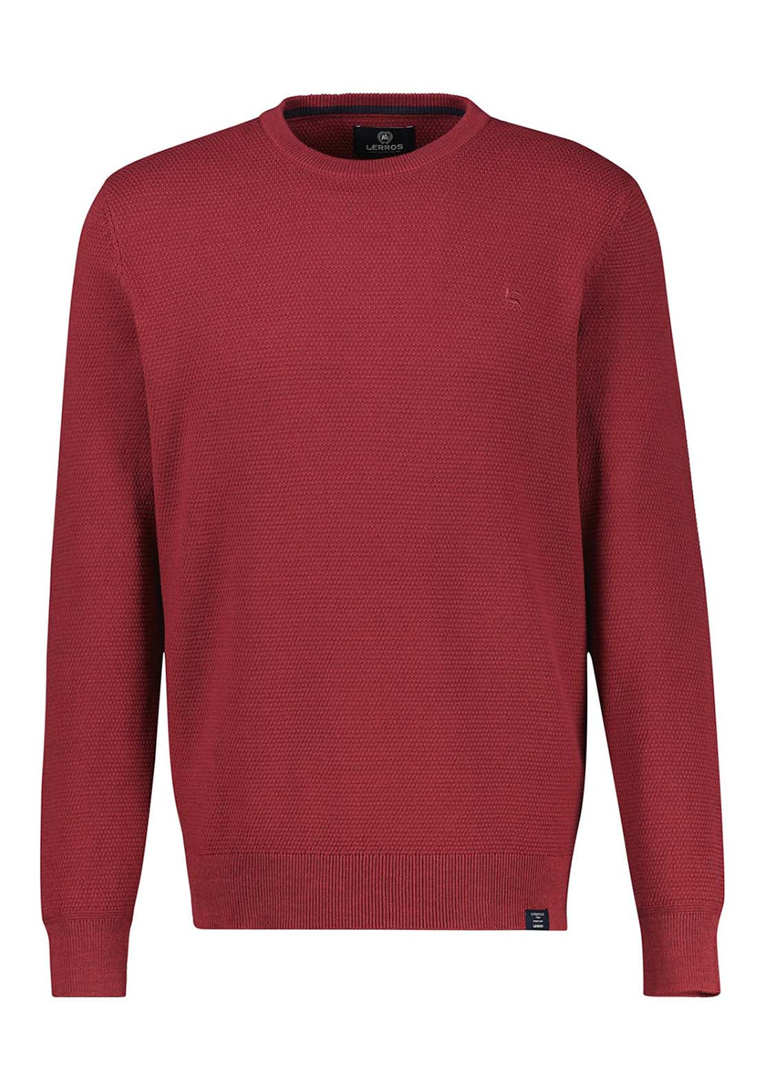 Lerros Crew Neck Knit Sweater - Maple Red 3 Shaws Department Stores