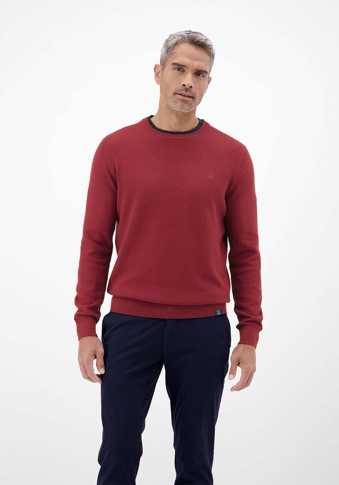 Lerros Crew Neck Knit Sweater - Maple Red 1 Shaws Department Stores