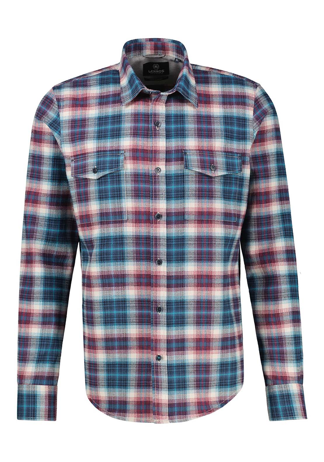 Lerros Flannel Check Shirt - Maple Red 3 Shaws Department Stores