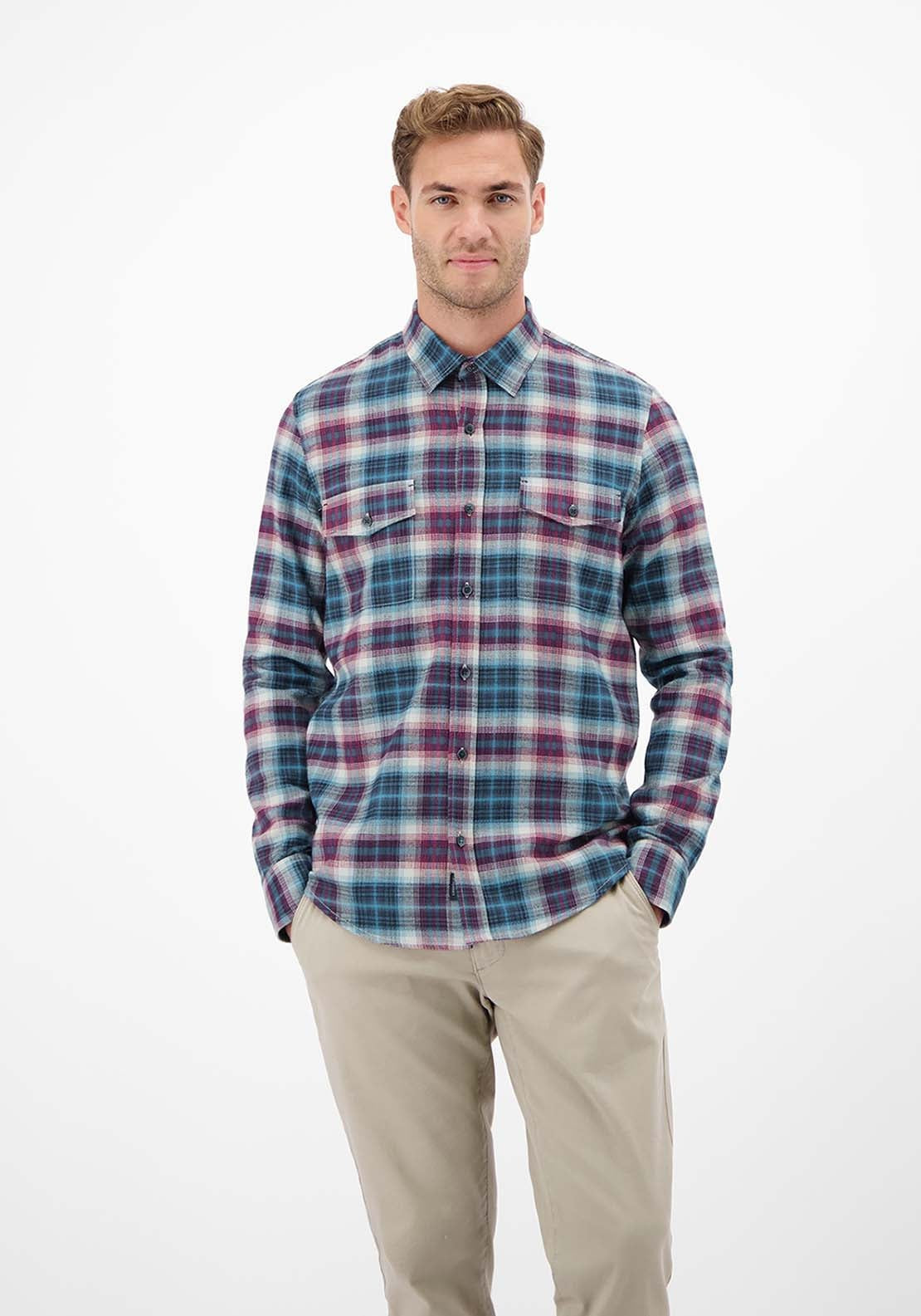 Lerros Flannel Check Shirt - Maple Red 1 Shaws Department Stores