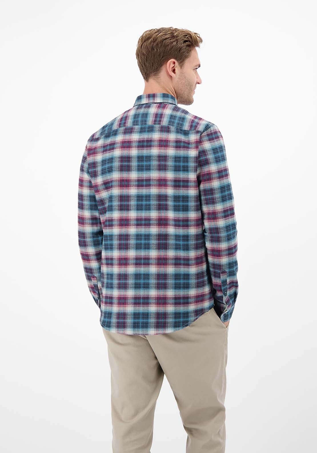 Lerros Flannel Check Shirt - Maple Red 2 Shaws Department Stores