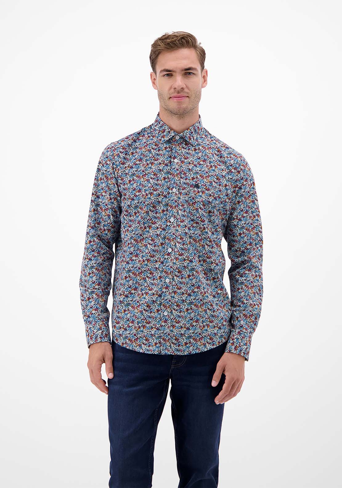 Lerros Long Sleeve Printed Shirt - Maple Red 1 Shaws Department Stores
