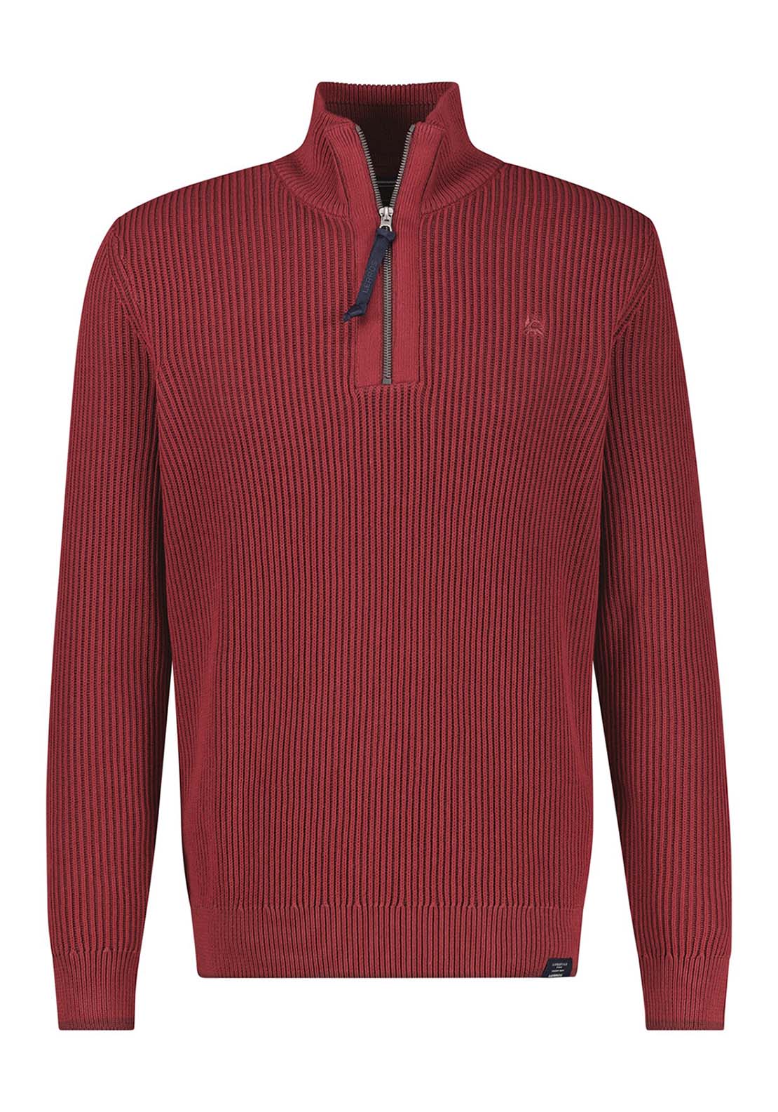 Lerros 1/4 Zip Ribbed Sweater - Maple Red 3 Shaws Department Stores