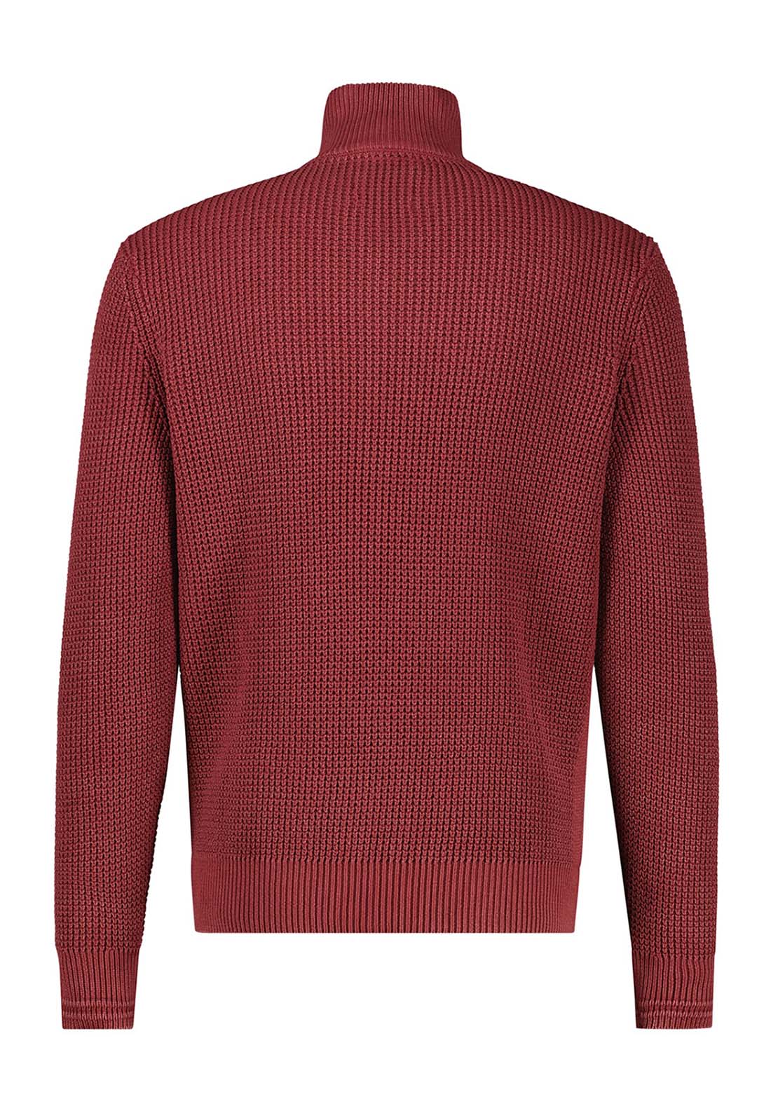 Lerros 1/4 Zip Ribbed Sweater - Maple Red 4 Shaws Department Stores