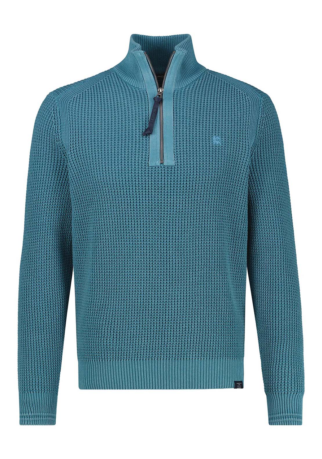 Lerros 1/4 Zip Ribbed Sweater - Blue 3 Shaws Department Stores