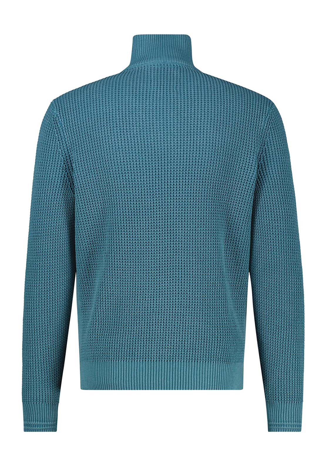 Lerros 1/4 Zip Ribbed Sweater - Blue 4 Shaws Department Stores