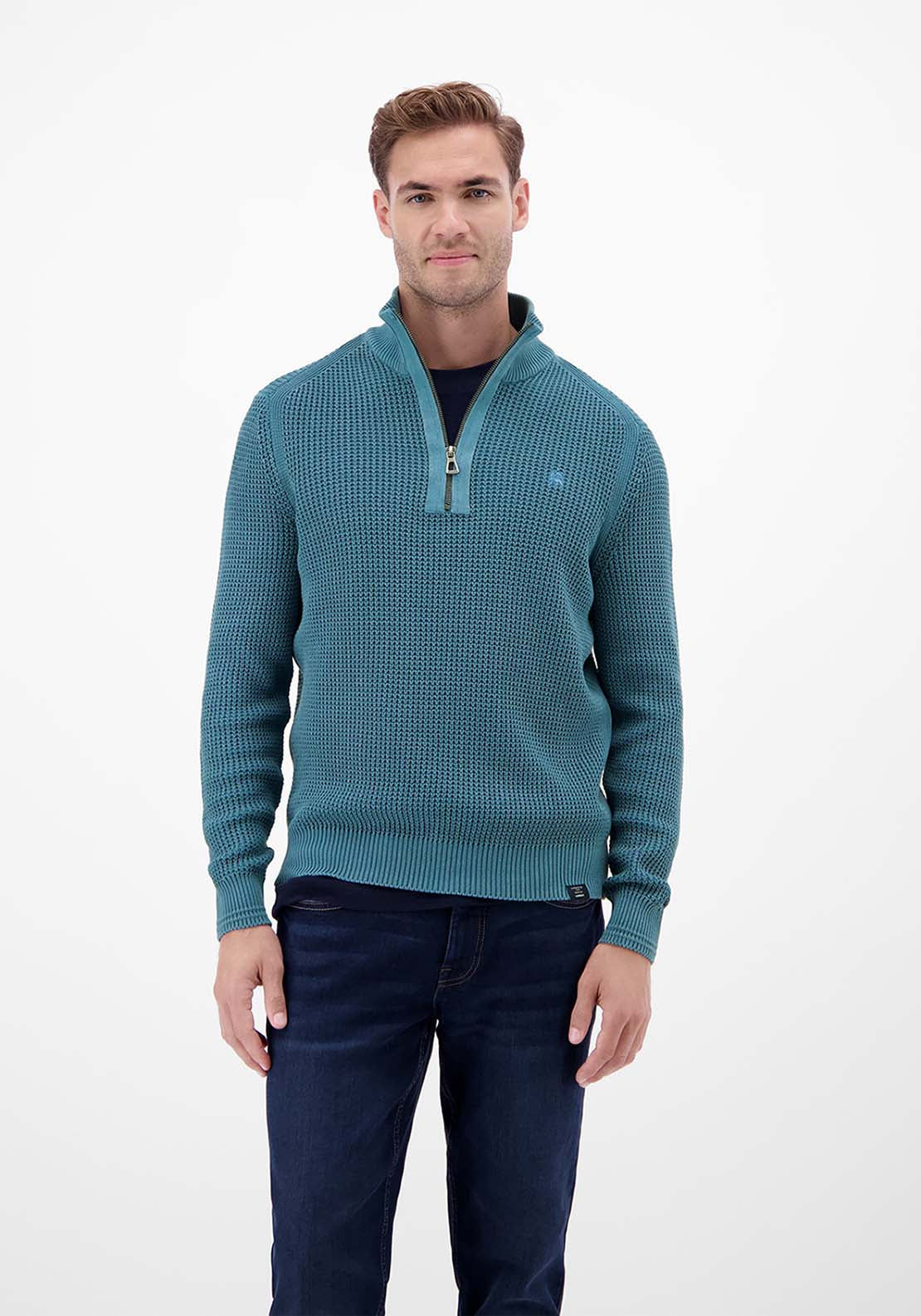 Lerros 1/4 Zip Ribbed Sweater - Blue 1 Shaws Department Stores