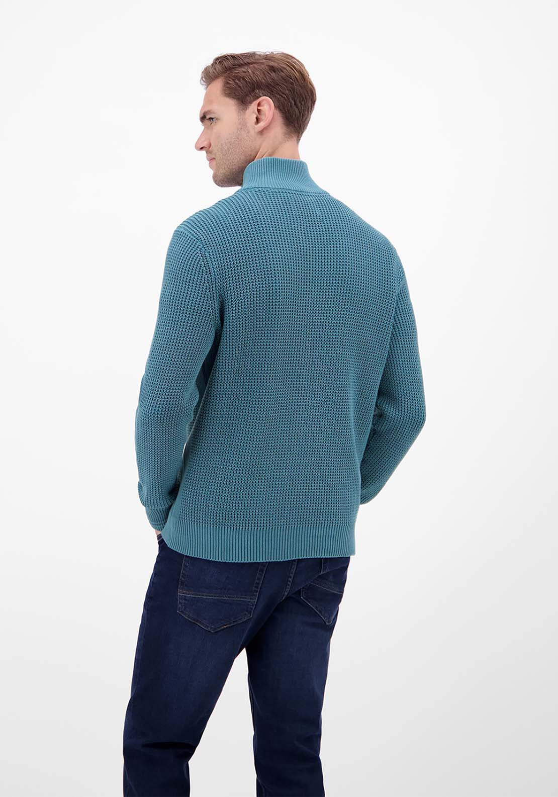 Lerros 1/4 Zip Ribbed Sweater - Blue 2 Shaws Department Stores