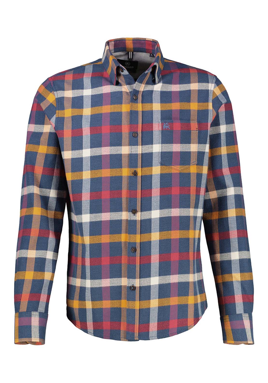Lerros Flannel Check Shirt - Classic Navy 2 Shaws Department Stores