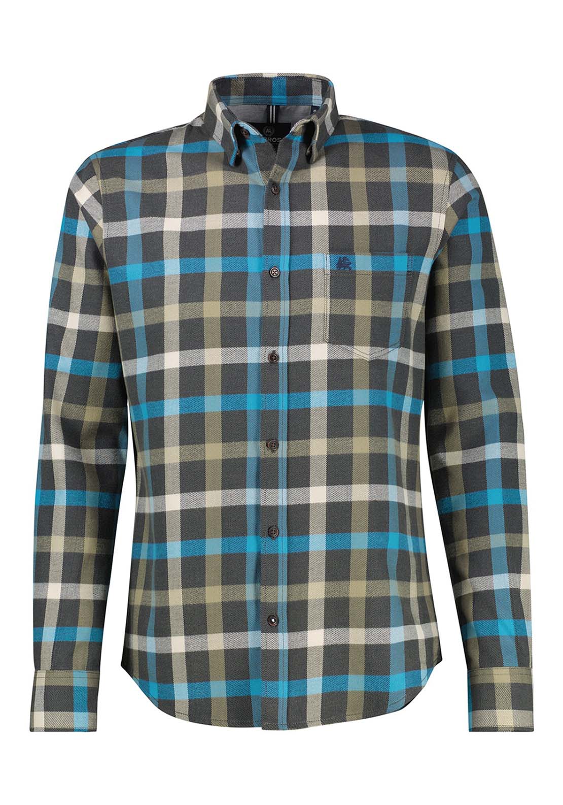 Lerros Flannel Check Shirt - Nordic Olive 3 Shaws Department Stores