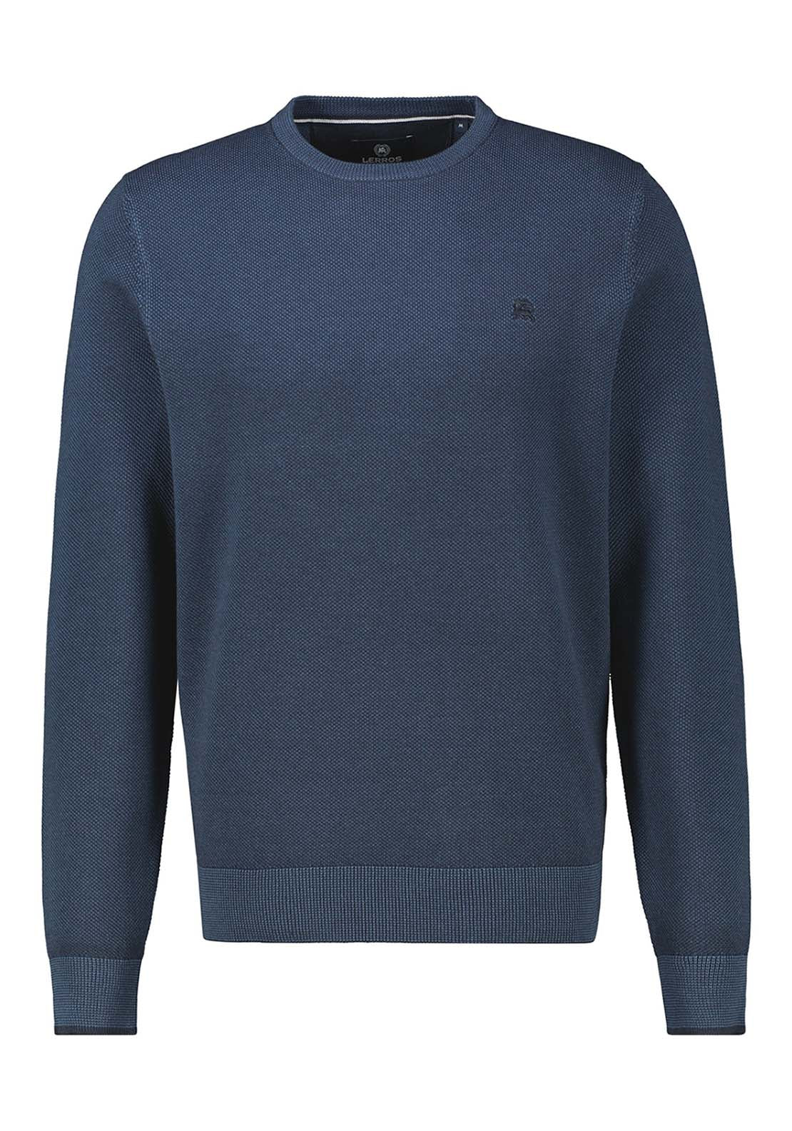 Lerros Crew Neck Waffle Sweater - Classic Navy 1 Shaws Department Stores