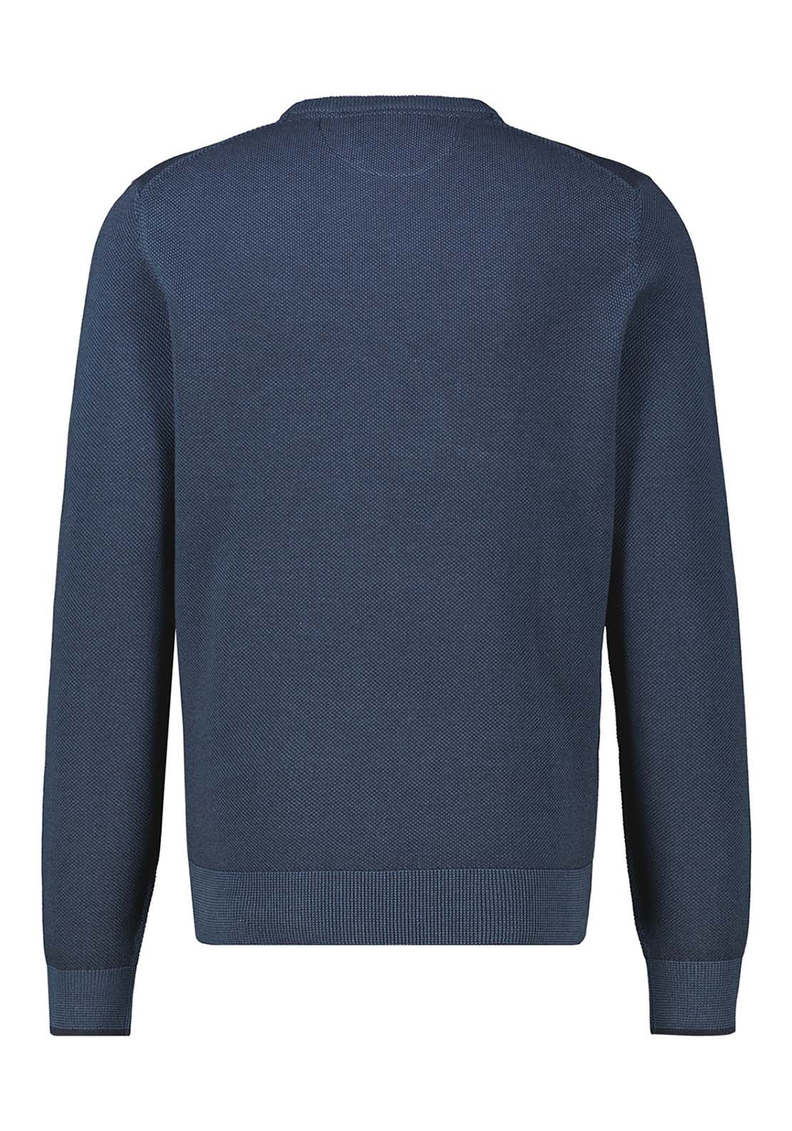 Lerros Crew Neck Waffle Sweater - Classic Navy 2 Shaws Department Stores
