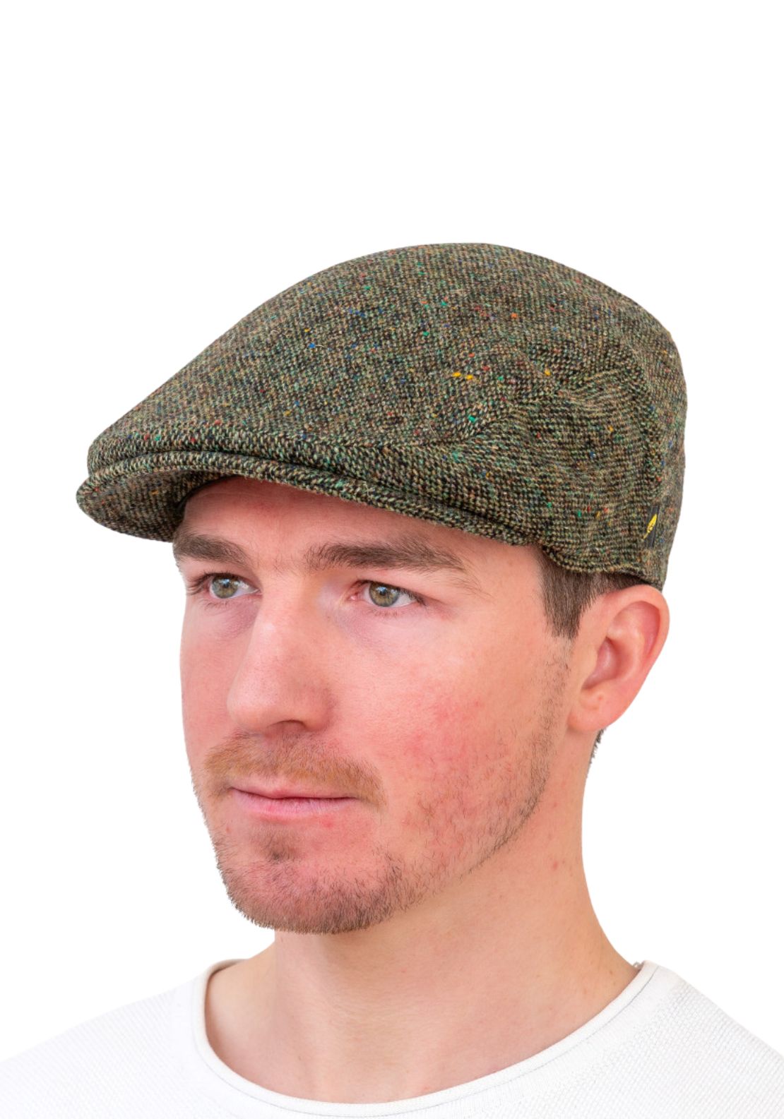 Hatman Of Ireland Donegal Tweed Cap - Green 1 Shaws Department Stores