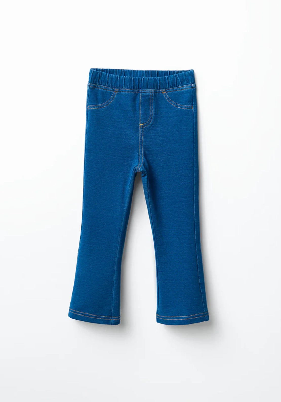 Denim Terry Flared Leggings - Denim Medium Blue