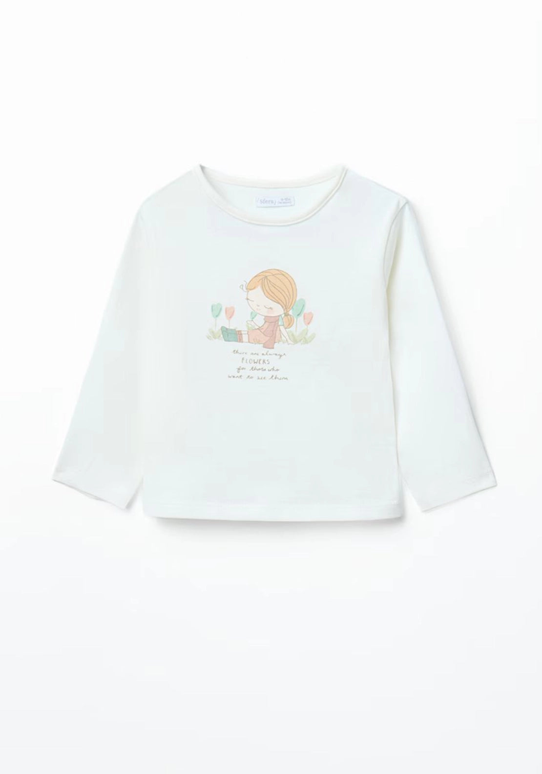 Printed Long Sleeve T-Shirt - White