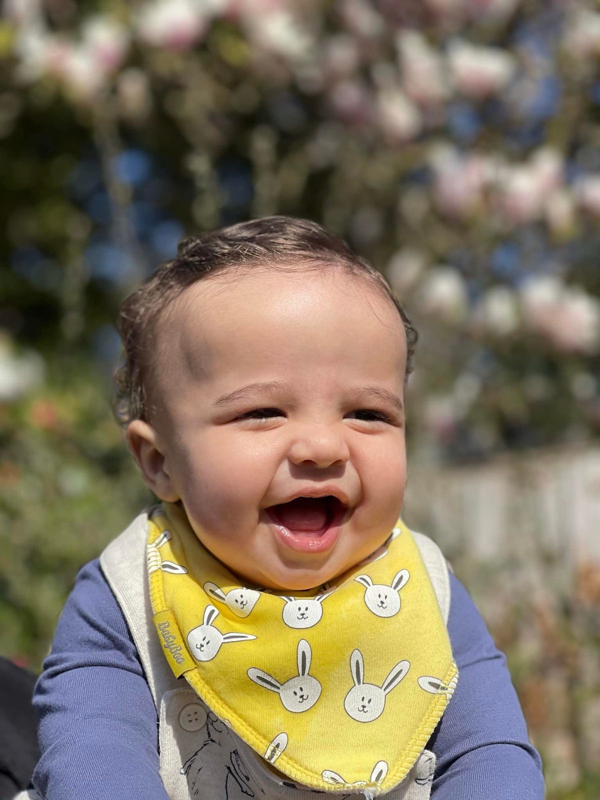 Babyboo Lemon bunnies organic cotton DribbleBoo bandana bib - Yellow 4 Shaws Department Stores