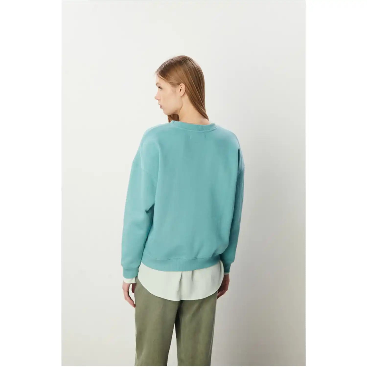 Sfera Embroidered Sweatshirt - Teal 3 Shaws Department Stores