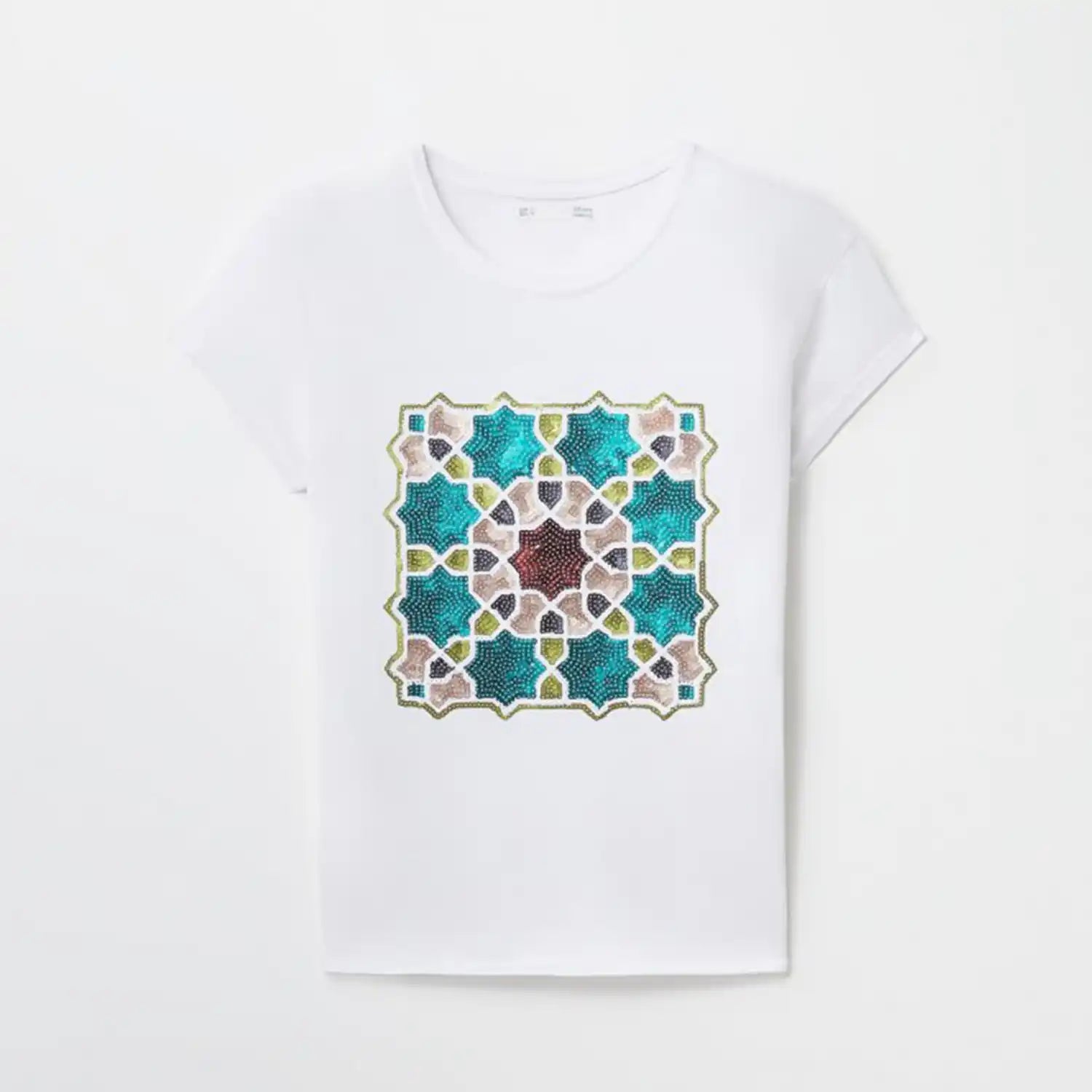 Sfera Sequined T-Shirt - White 1 Shaws Department Stores