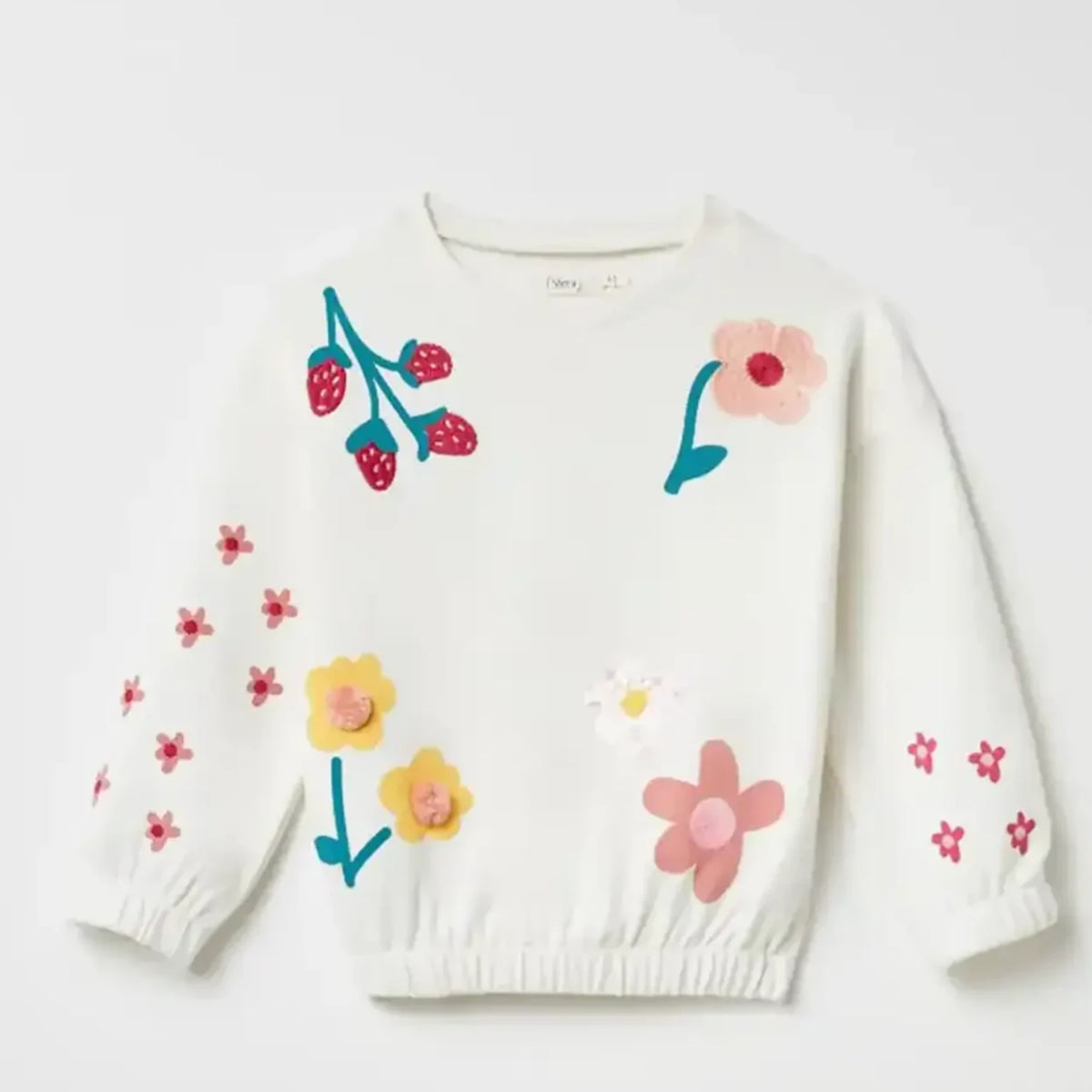 Floral Embroidery Sweatshirt - White