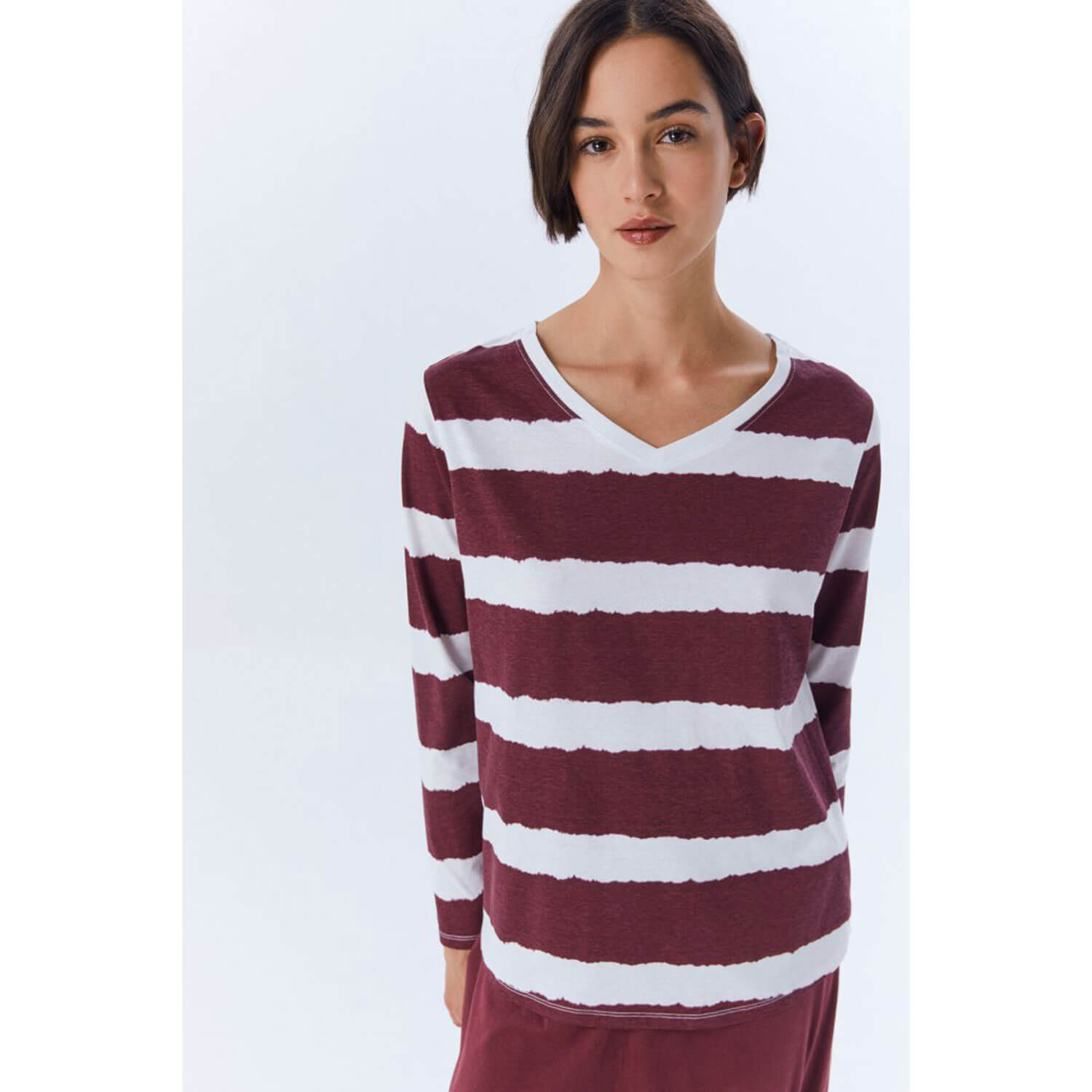 Sfera Striped Tye-Dye T-Shirt - Wine 4 Shaws Department Stores